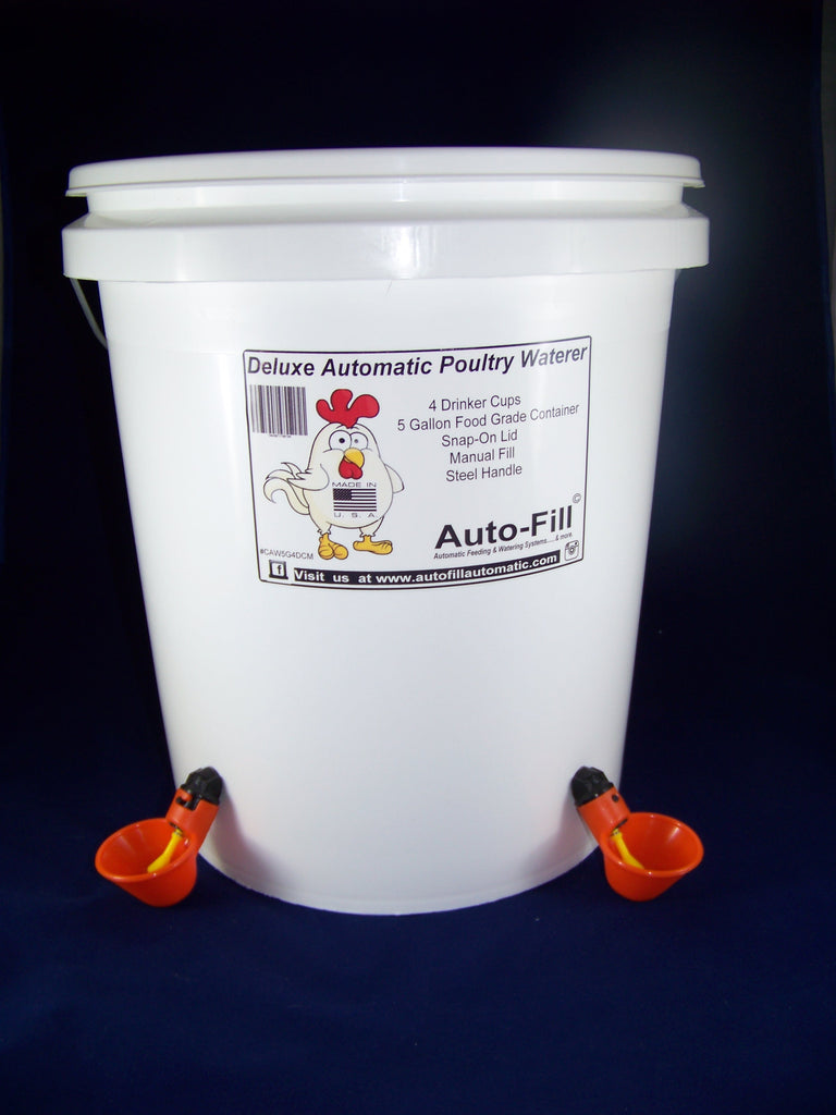 Auto-Fill© Automatic Chicken Waterer 5 Gallon 4 Drinker Cup Manual Fill