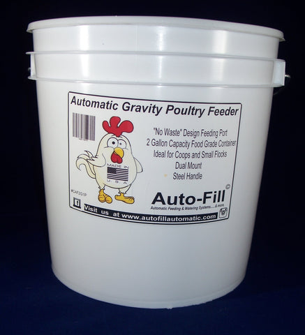 Auto-Fill© Automatic Gravity Chicken Feeder 2 Gallon 1 “No Waste”  Feeding Port