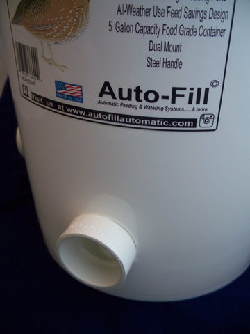 Quail & Fowl Gravity Feeder 5 Gallon 4 “No Waste” Design Feeding Ports by Auto-Fill©